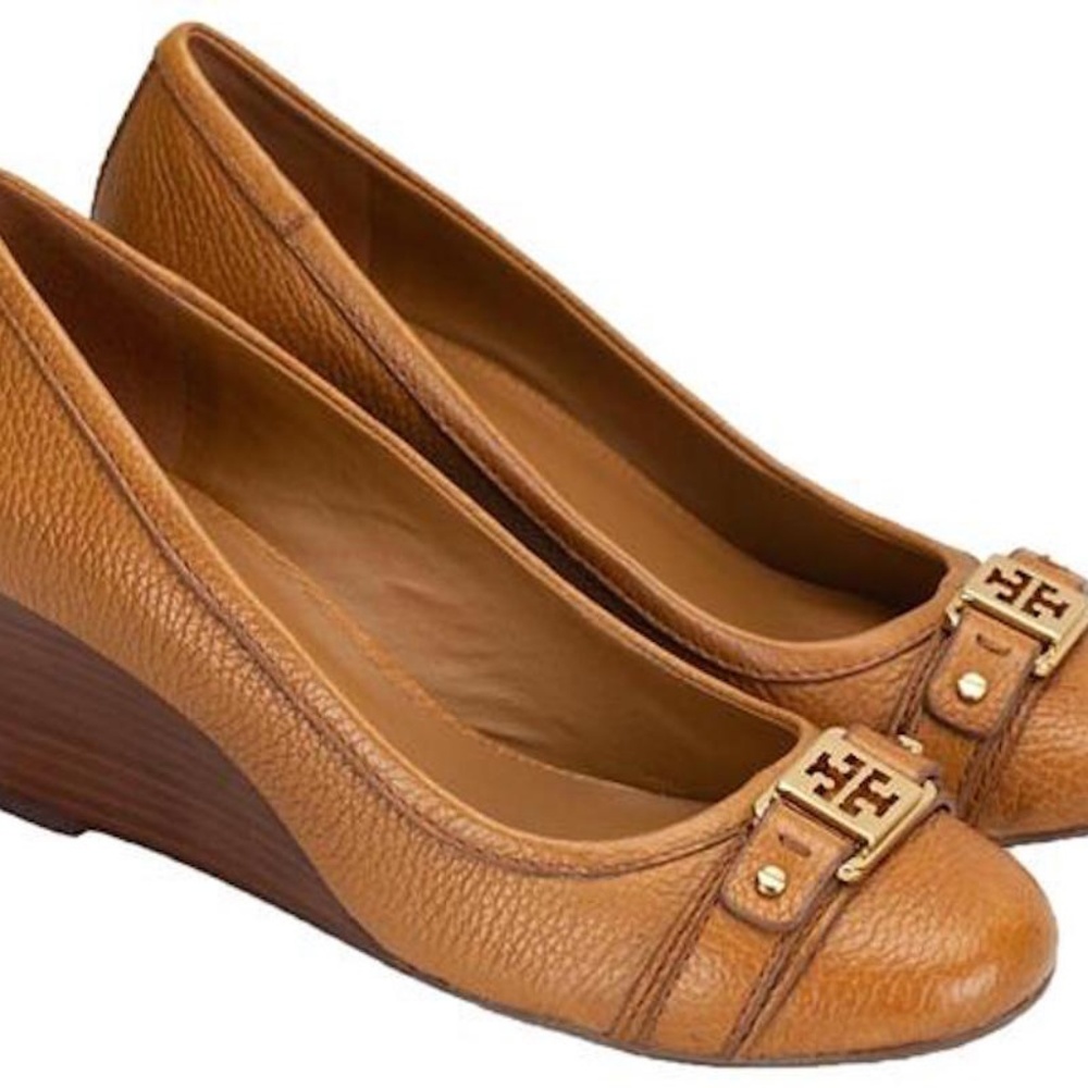 Tory Burch Brown Closed Toe Ambrose Wedges